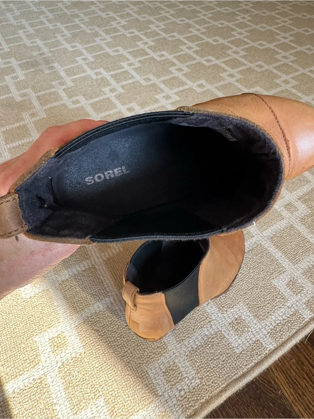 Sorel Lea Wedge Chelsea Ankle Boots Tan Waterproof Leather Women’s Size 7.5